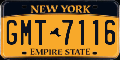 NY license plate GMT7116