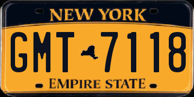 NY license plate GMT7118