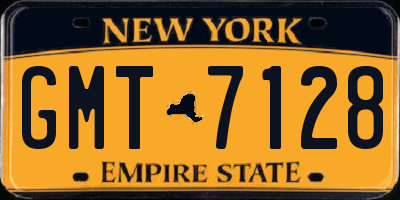 NY license plate GMT7128