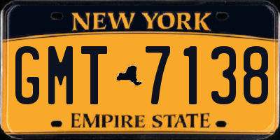 NY license plate GMT7138