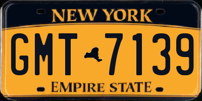 NY license plate GMT7139