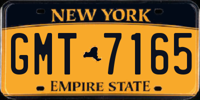 NY license plate GMT7165