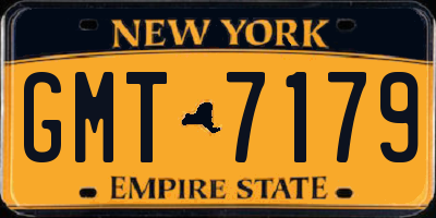 NY license plate GMT7179