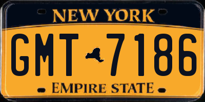 NY license plate GMT7186