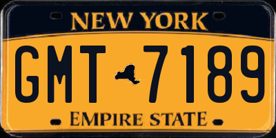 NY license plate GMT7189