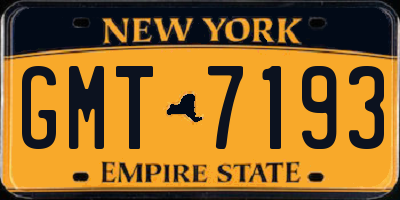 NY license plate GMT7193