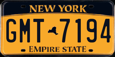 NY license plate GMT7194
