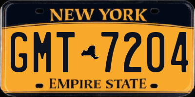 NY license plate GMT7204