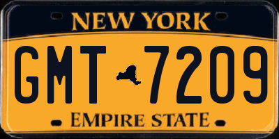 NY license plate GMT7209