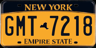 NY license plate GMT7218