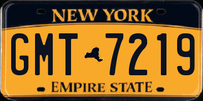 NY license plate GMT7219