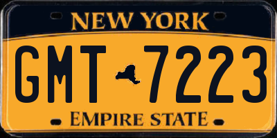 NY license plate GMT7223