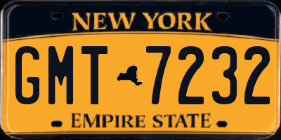 NY license plate GMT7232