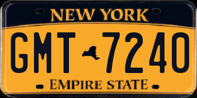 NY license plate GMT7240