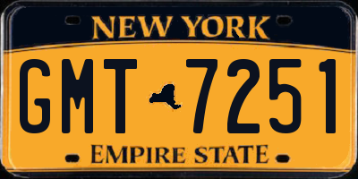 NY license plate GMT7251