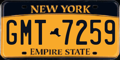NY license plate GMT7259