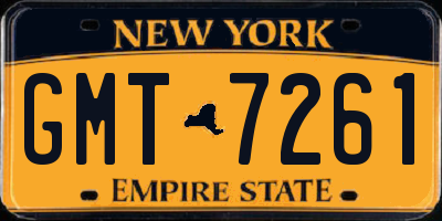 NY license plate GMT7261