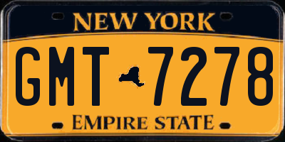 NY license plate GMT7278