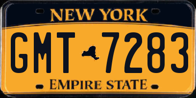 NY license plate GMT7283