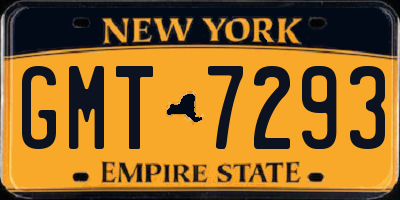 NY license plate GMT7293