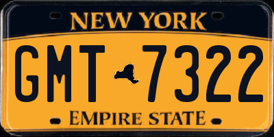 NY license plate GMT7322