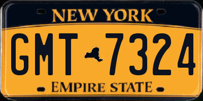NY license plate GMT7324