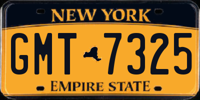 NY license plate GMT7325
