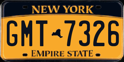NY license plate GMT7326