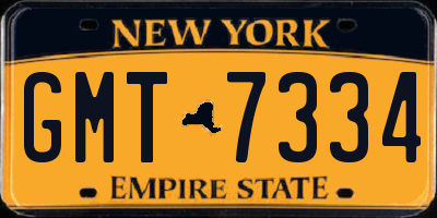 NY license plate GMT7334
