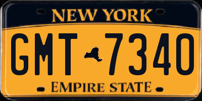 NY license plate GMT7340