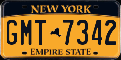 NY license plate GMT7342