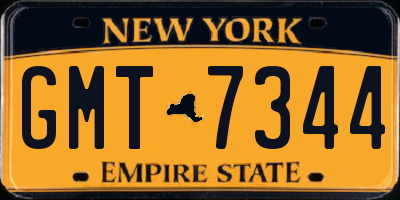 NY license plate GMT7344