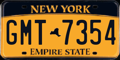 NY license plate GMT7354