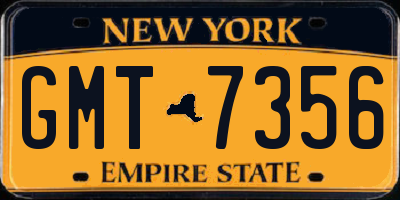 NY license plate GMT7356