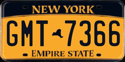 NY license plate GMT7366