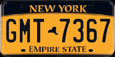 NY license plate GMT7367