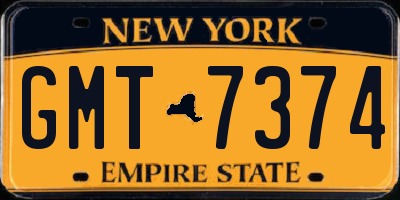 NY license plate GMT7374