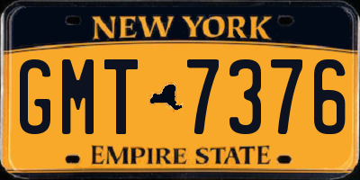 NY license plate GMT7376