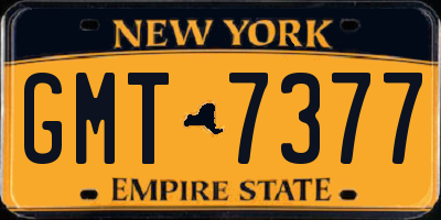 NY license plate GMT7377