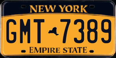 NY license plate GMT7389