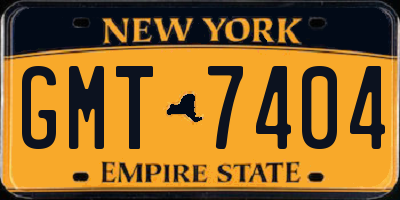 NY license plate GMT7404