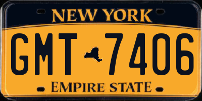 NY license plate GMT7406