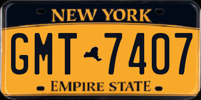NY license plate GMT7407