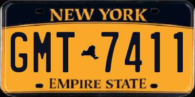 NY license plate GMT7411