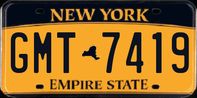 NY license plate GMT7419