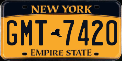 NY license plate GMT7420