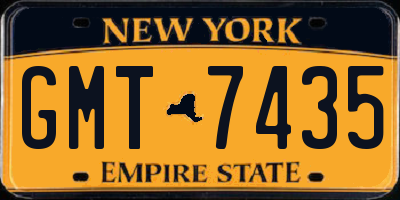NY license plate GMT7435