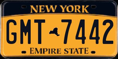 NY license plate GMT7442