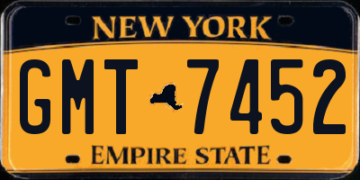 NY license plate GMT7452