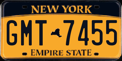 NY license plate GMT7455